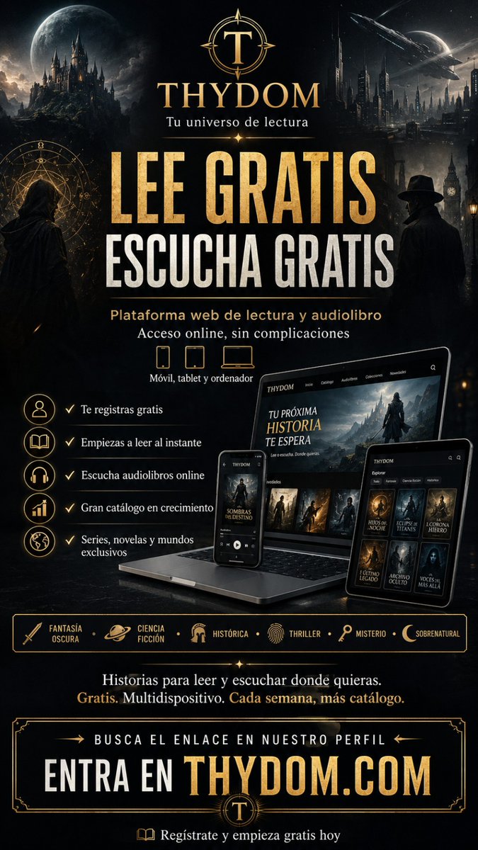 continuusnexus's tweet photo. 🔥 ¿Aún no conoces THYDOM? 📚⚔️
Lee gratis. Escucha audiolibros gratis. Entra desde móvil, tablet o PC.

☀️ Promoción verano: pide cupón en [thydom.com@gmail.com](mailto:thydom.com@gmail.com) y consigue cuenta **Friend**  hasta el 1 de septiembre.
 https://t.co/wSuNu4WM5H https://t.co/gqXZBWJ3Kq