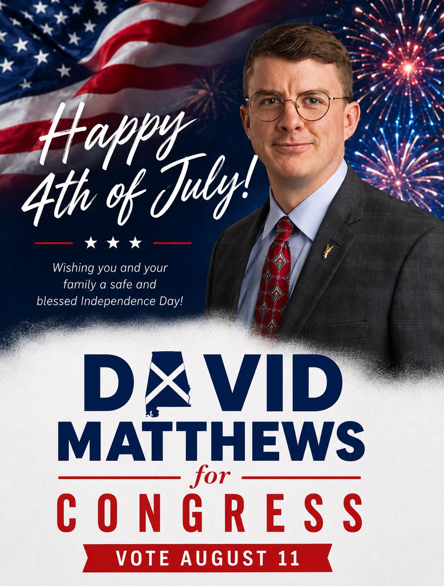 Matthews4AL's tweet photo. Happy Independence Day! May God continue to bless our families, our communities, and the greatest nation on Earth. https://t.co/PYOdyvqPqD