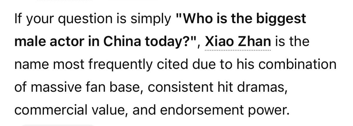 xz_shunshunlili's tweet photo. Out of nothingness on weekend, I just play around with Chat GPT, AI & Baidu and this time not using Grok😂

My question remains the same “Who is the most sought after actor in China now?” & “Who is the biggest male actor in China now?” 

Here it goes; ofc I don’t include other actors as my only stan is Xiao Zhan.