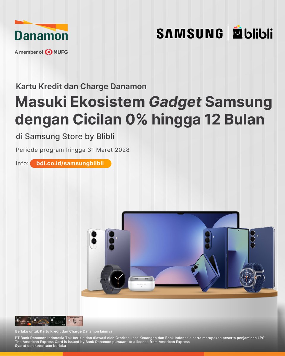 danamon's tweet photo. Lengkapi kebutuhan teknologi Anda dengan berbagai pilihan gadget Samsung yang saling terhubung dalam satu ekosistem. https://t.co/tFzQQNVuJ7