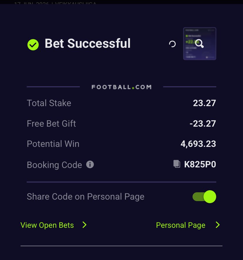OBANJBABA's tweet photo. SPORTYBET CODE 

K825P0

KINDLY FOLLOW FOR MORE https://t.co/McWu5wyeHe