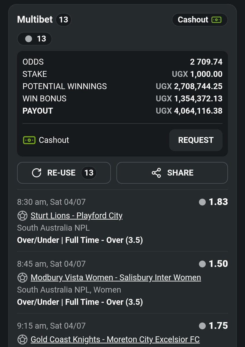 UG_Punter's tweet photo. Morning Glory 🔥🔥
Odds 2700
KNQLTXI
Edit Odds 35 
4W3Y6W4 https://t.co/TmxbnqUVga