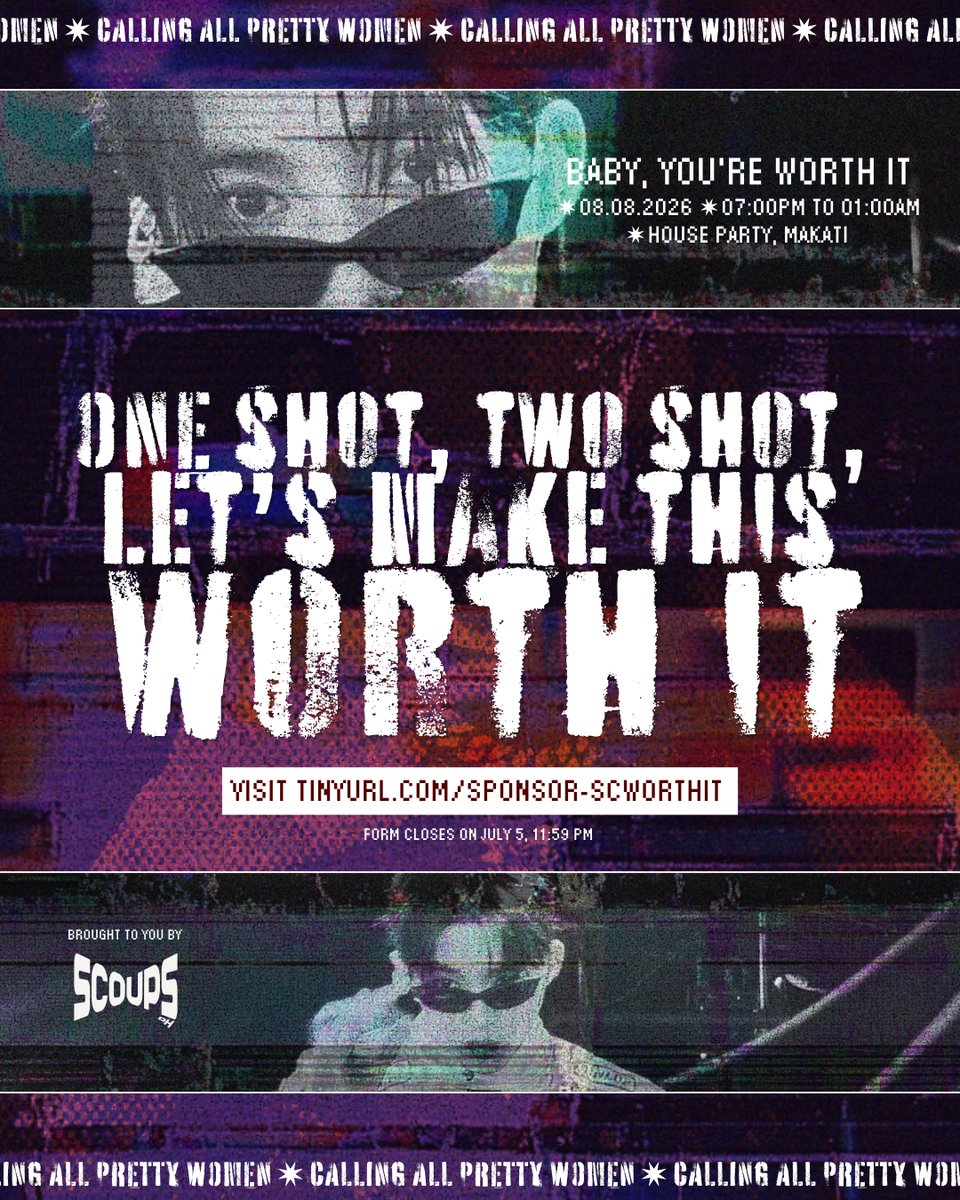 ph_scoups's tweet photo. Told you, it's WORTH IT 😌
Get a special WORTH IT merchant package when you sponsor our event on August 8. Limited slots only.
🔗 : https://t.co/H2c6yM5hNA
Form closes on July 5, 11:59PM
#SCOUPS #에스쿱스
#SCOUPSDAY_WORTHIT
#SCOUPS_FirstLove