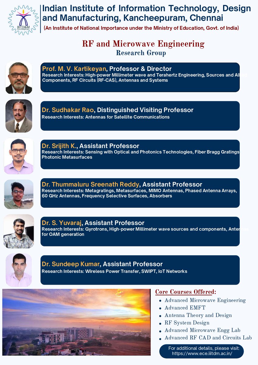 iiitdm_kancheep's tweet photo. Applications are now open for the https://t.co/IAMHTBGnY3 in RF &amp; Microwave Engineering (Sponsored Category) at IIITDM Kancheepuram.

Apply here: https://t.co/UnTOJ58DEY
Application Deadline: 20 July 2026

#IIITDM #MTech #RFEngineering #MicrowaveEngineering #Admissions #Research https://t.co/VmvmPXV5Ck