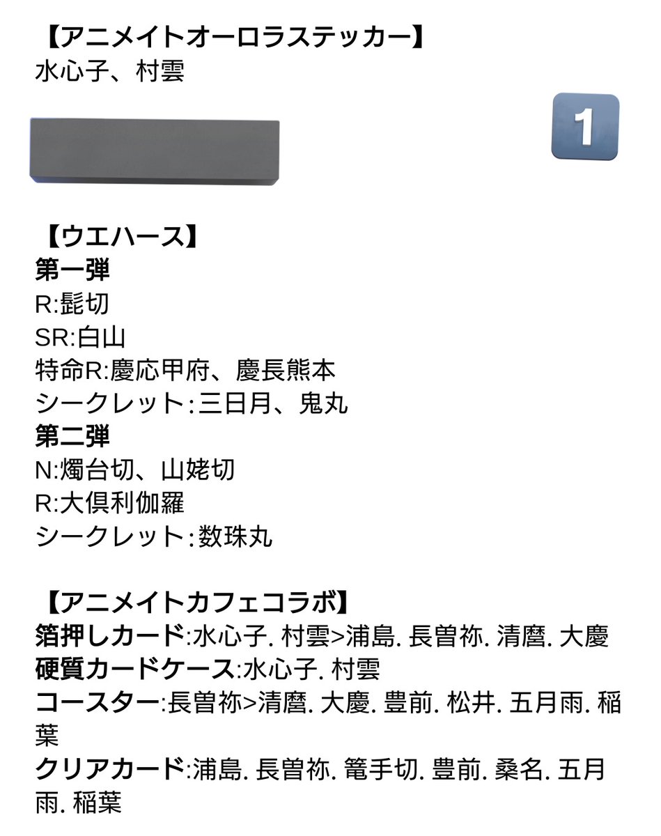 kakinashi102's tweet photo. 【交換】刀剣乱舞 にふぉるめーしょん アニメイトカフェ アニメイトフェア 刀剣のはじまり

求:画像1/定価+送料(刀剣のはじまりカードケースのみ譲渡可能)
譲:画像2~7
同種交換
→ https://t.co/dbc2l6RSjL