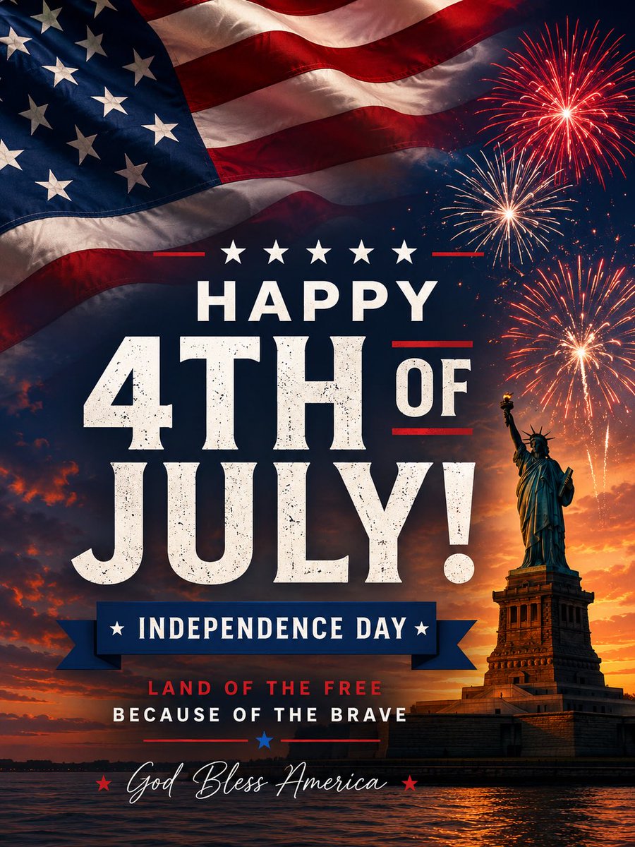 RiderLDA's tweet photo. Happy Fourth of July! 🇺🇸

Today we celebrate the courage of those who fought for independence and the enduring ideals of liberty, faith, and opportunity that continue to shape our nation.

May God bless America, protect those who serve, and remind us to never take our freedoms for granted.

Wishing everyone a safe, joyful, and meaningful Independence Day with family and friends.