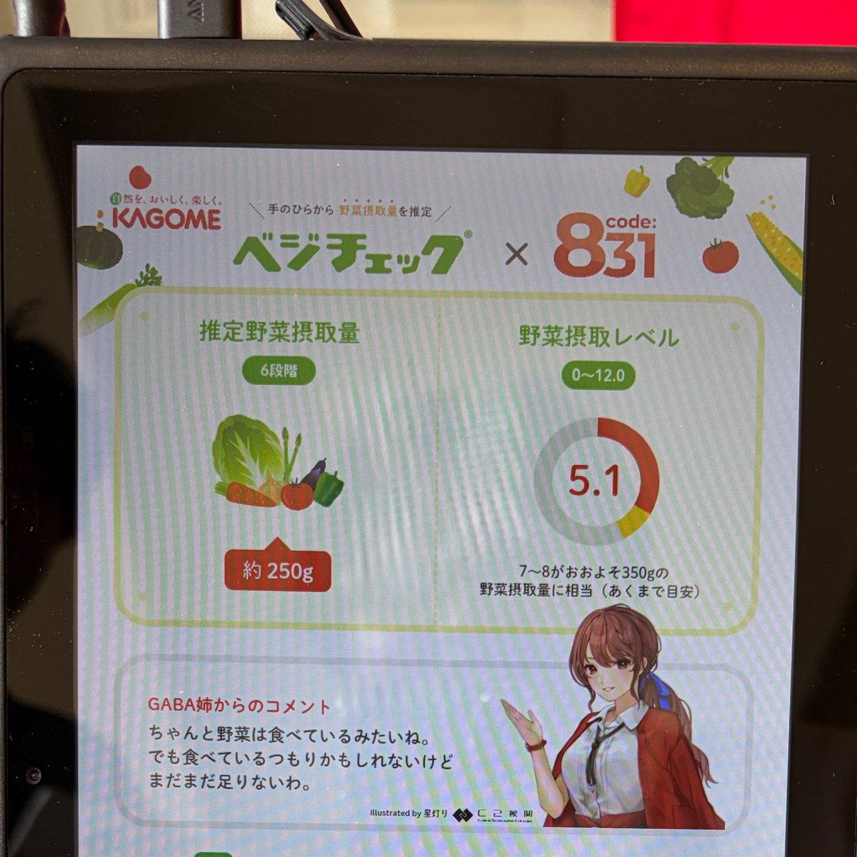 yum_tw's tweet photo. みなとみらいから半年
横須賀でのベジチェックの結果は…

みなとみらい4.4→横須賀【5.1】
2週間、カゴメさんの🍅野菜ジュースでブーストして、少し引き上げできたかな。
対戦、ありがとうございました！

#西友code831
#待ってろ西友
#カゴメC2機関

トマト作戦完了…？もちっとだけ続くんじゃ。 https://t.co/eEJyxyqVWl