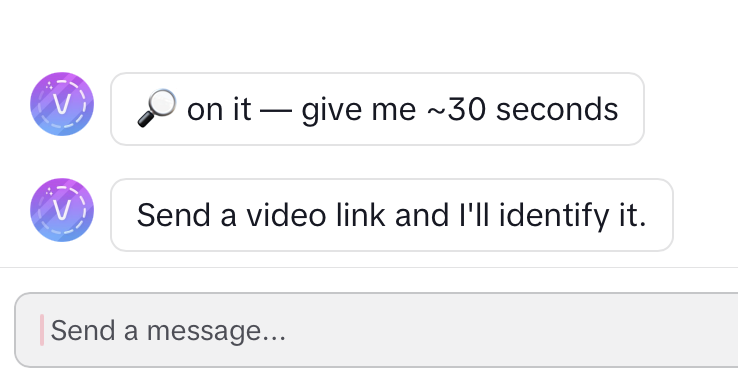 straore's tweet photo. You can DM the Voola IG and TikTok page now with a link of a clip and it'll identify it.

New strategy for growth + a ton of automation. 
We'll see how it works. https://t.co/dtmsJSMUs0