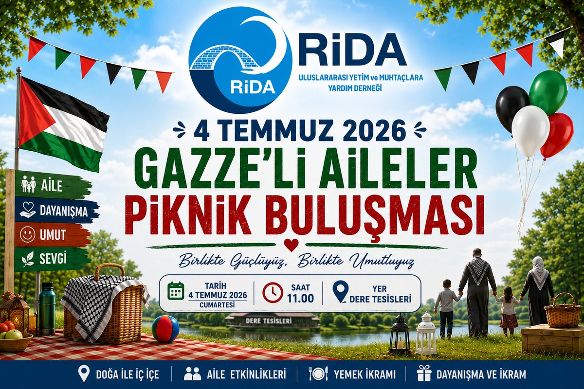 ridaderkonya's tweet photo. 🇹🇷 Gazze'li Aileler Piknik Buluşması 🇵🇸
📅4 Temmuz Cumartesi 
⏰️11.00
📍Dere Tesisleri https://t.co/C41s1ZrOwb