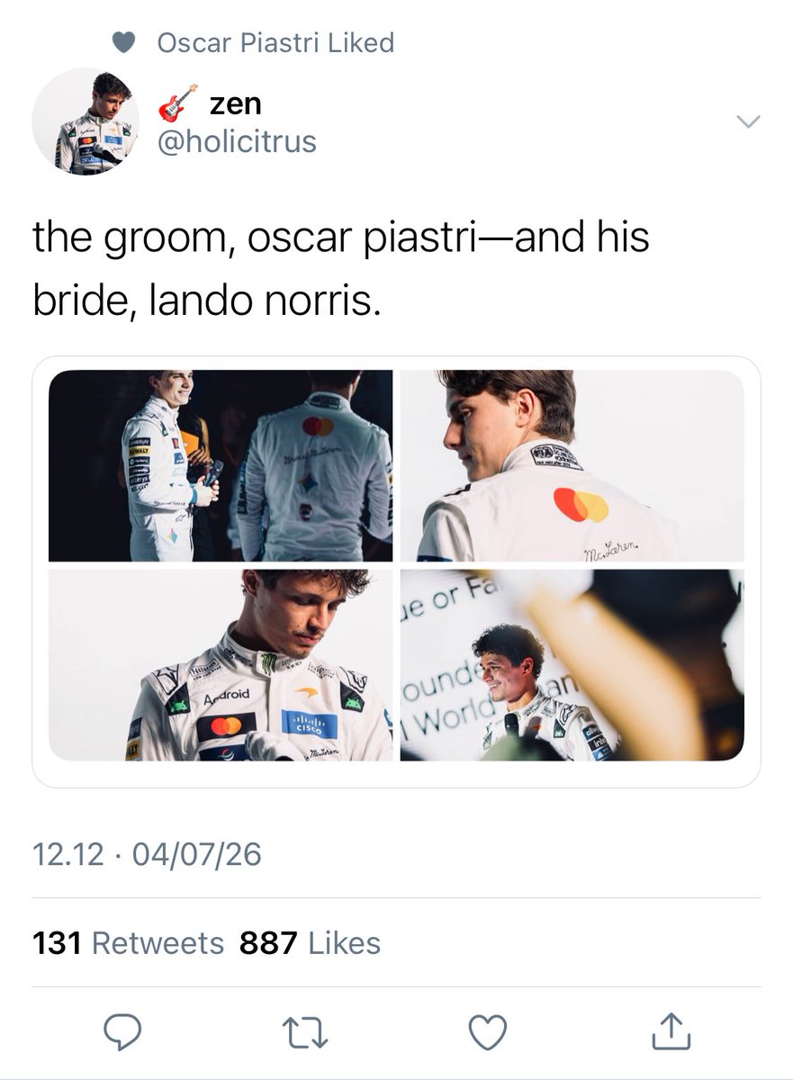 dekverstappen's tweet photo. landoscar onetweet au

if likes on X were public again https://t.co/2bbBIVBcZo