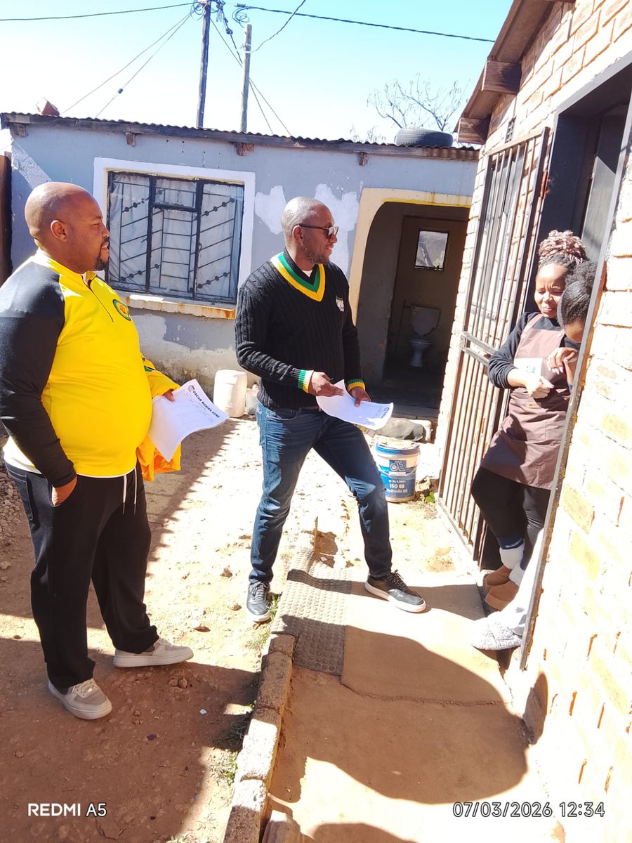 ANCYLhq's tweet photo. Yesterday, ANCYL NEC Member Cde Katlego Mankanku joined by the ANCYL Gauteng Provincial Secretary, Cde Mpume Sangweni, led a successful door-to-door and online voter registration high-visibility campaign in Ward 68, Ekurhuleni Region.

The campaign focused on engaging directly with communities, encouraging eligible residents to register to vote online, renew their membership and strengthen the organisation's presence on the ground. Through meaningful interactions with community members, the leadership reaffirmed the ANCYL's commitment to building a vibrant, active, and people-centred movement.

#ANCYLAtWork