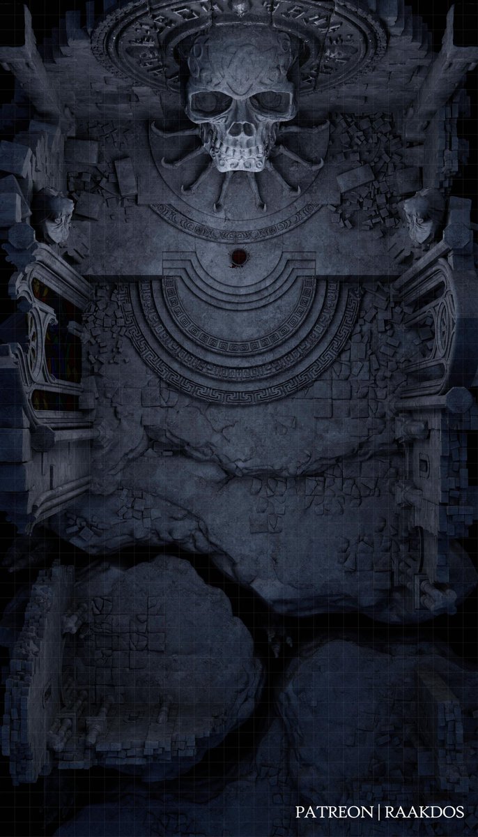 RakdosBattlemap's tweet photo. Temple of Murder 32x56
Beneath the gaze of an immense stone skull, House Dimir's most guarded secrets are transformed into silent death sentences, ensuring dangerous knowledge vanishes along with those who possess it. #Ravnica #battlemap #dnd #mtg #ttrpg https://t.co/PbYuQEVLib