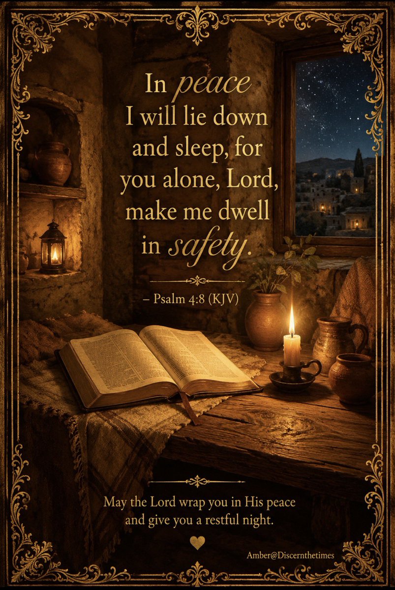 SignsWithAmber's tweet photo. The day is over, but God’s faithfulness never ends. 

Lay every worry at His feet and rest in the peace only He can give.

🌙 “In peace I will both lay me down and sleep: for thou, LORD, only makest me dwell in safety.”
Psalm 4:8 (KJV)

Good night. May the Lord watch over you and bless you with peaceful rest. ✨