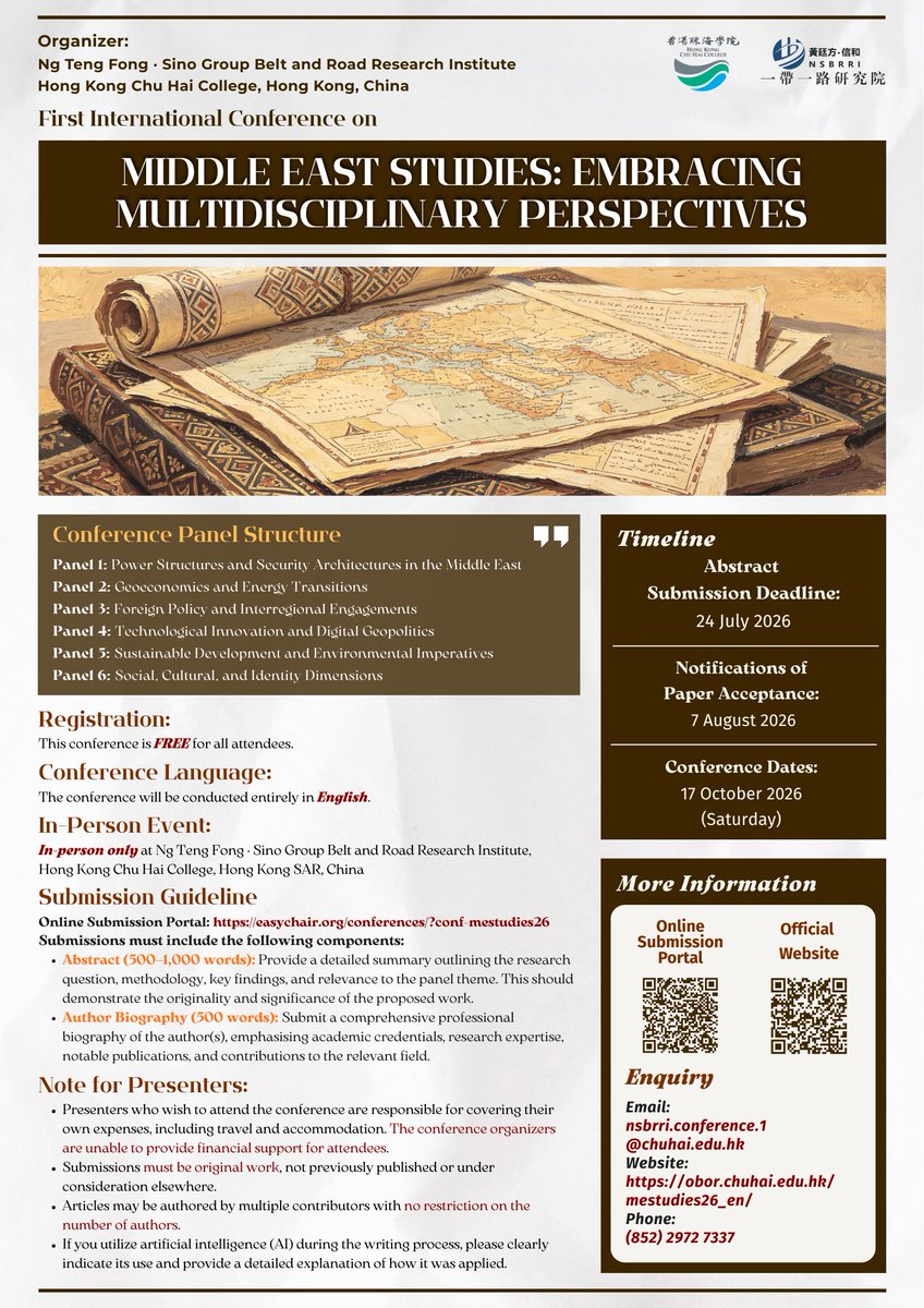 MediaNadeem's tweet photo. Welcome to submit your work to our upcoming International Conference on Middle East. https://t.co/1jopk6MrmK