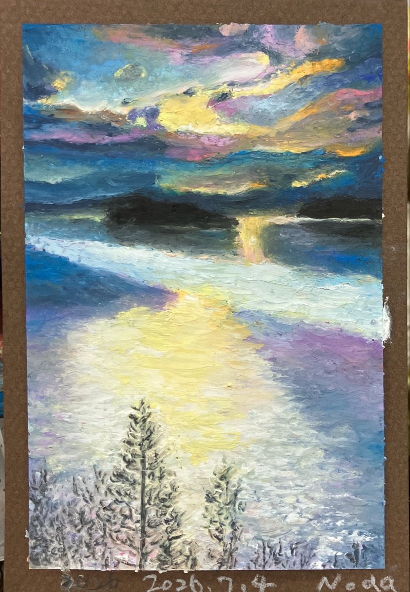完成しました Akseli Gallen-Kallelaの「湖の眺望」です。 細かい部分