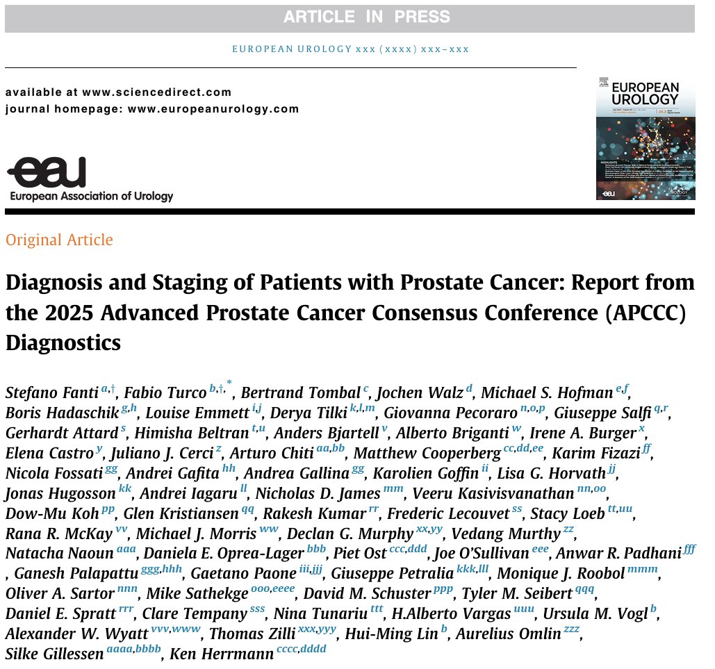 DrMHofman's tweet photo. Controversial then, settled now: I remember when PSMA PET/CT was not recommended - concern of Will Roger's "Stage Migration". 

Now, 95% of the international panel agreed that PSMA PET/CT should be the staging tool in high-risk prostate cancer (strong consensus), and 85% would not substitute whole-body MRI for it.

From investigational to unanimous #ProPSMA

The flip side is just as important. Zero of 18 questions on monitoring metastatic disease reached consensus. More evidence is needed.

@APCCC_Lugano Diagnostics 2025 is out in @EUplatinum:
https://t.co/fgI12Lc7uW