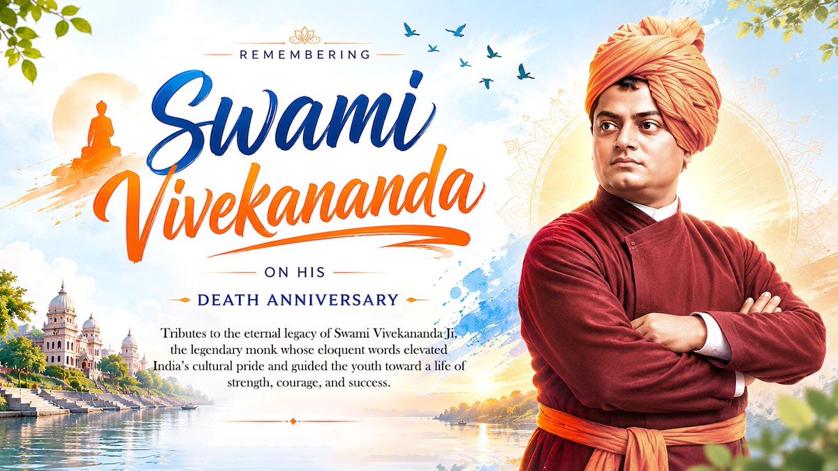 insan_honey's tweet photo. The timeless youth icon, Swami Vivekananda Ji preached a doctrine of fearlessness, muscles of iron, and nerves of steel.
On his Mahasamadhi Diwas, let’s pay homage by upholding his values of self-empowerment and dedicating ourselves to the nation. https://t.co/HmcJnT4qlG