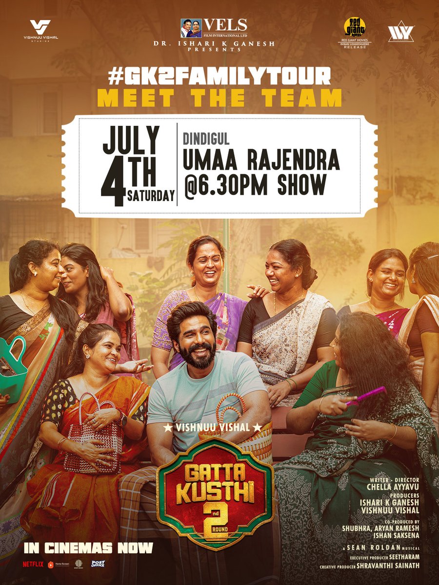 UmaaRajendra's tweet photo. Very good response for @TheVishnuVishal’s #GattaKusthi2 and increase in bookings from last evening 💥 Booking your tickets now and catch the team at 6:30pm today!!! https://t.co/orefz0uEBf