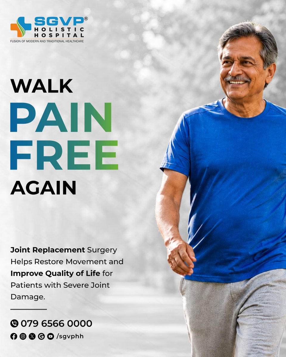 SGVPHH's tweet photo. Every step towards a pain-free life begins with the right care. 🚶♂️✨
📍 SGVP Holistic Hospital, Ahmedabad
📞 +91 95122 00122 | +91 63598 55507
#JointReplacement #OrthopedicCare #PainFreeMovement #KneeReplacement #JointHealth #MobilityMatters #Orthopedics #SGVPHospital #Ahmedabad https://t.co/D8n6UGkQuJ