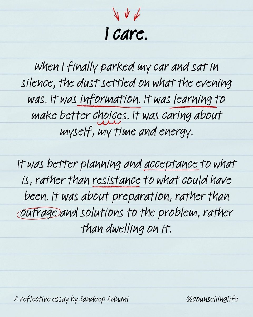 counsellingaust's tweet photo. Nobody cares! A reflective essay by Sandeep Adnani
Part 3: I cares. Care enough for yourself to learn from life rather than be victimised by it. Breakdown sometimes to build yourself up better.
#icare #learnfromlife #buildyourself #fillyourowncup @sandeep_adnani https://t.co/lkfY3y4aaW