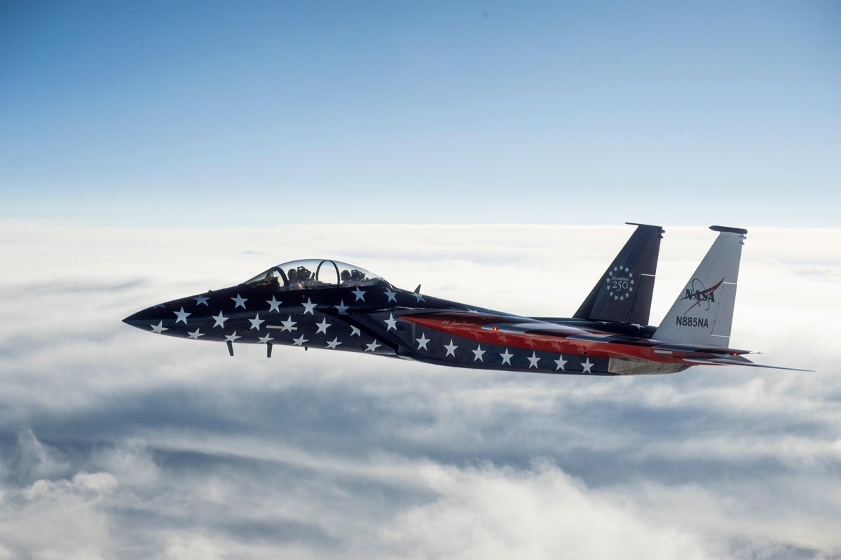 NASAArmstrong's tweet photo. The Nation’s capitol will feel the power of NASA Aeronautics today! ✈️

The agency’s Armstrong Flight Research Center, joined by aircraft from @NASAJohnson, will ignite the skies with a @Freedom250 flyover bursting with energy, pride, and aerospace brilliance.

Happy Independence Day! 🇺🇸

🔗: https://t.co/zh4FSbrsii