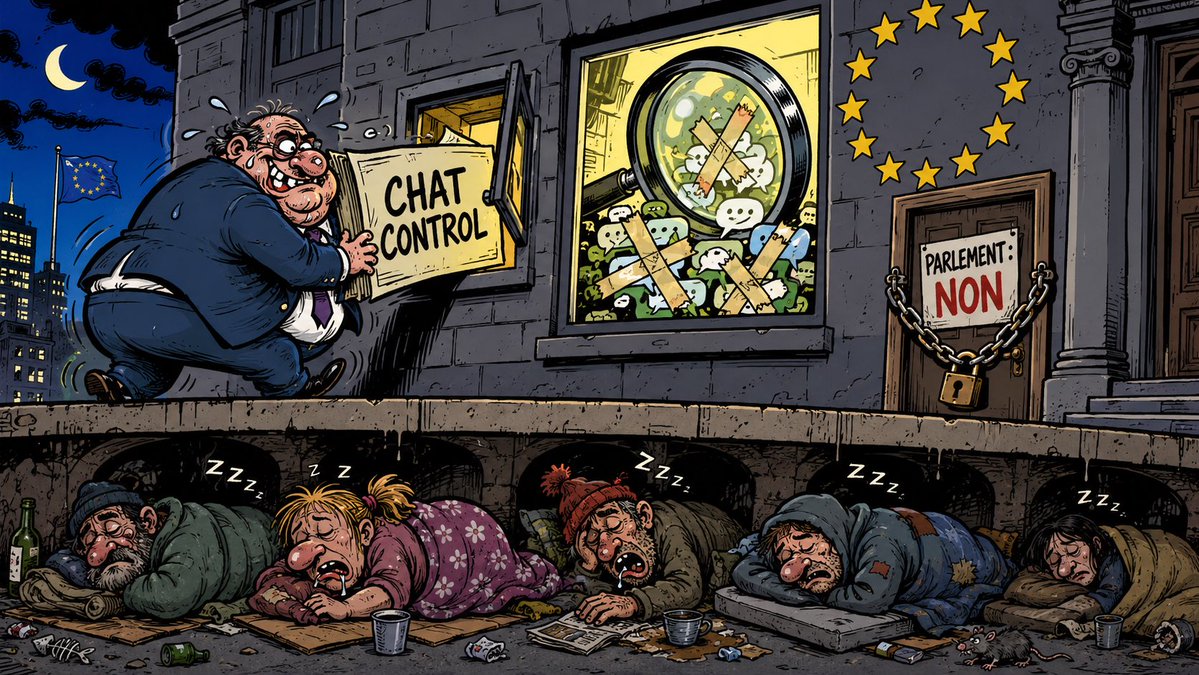 Webologie_me's tweet photo. Chat Control refait surface, et la méthode interroge.

Rejeté par le Parlement européen en mars, à une seule voix près, le texte revient par le Conseil, réemballé en règlement neuf mais quasi identique, avec de nouvelles dates jusqu’en 2028.

Faire revoter jusqu’à obtenir le bon résultat, ce n’est pas un détail de procédure. C’est le cœur du problème.

Le scan de tes messages privés n’est pas mort. Il attend juste la bonne fenêtre.