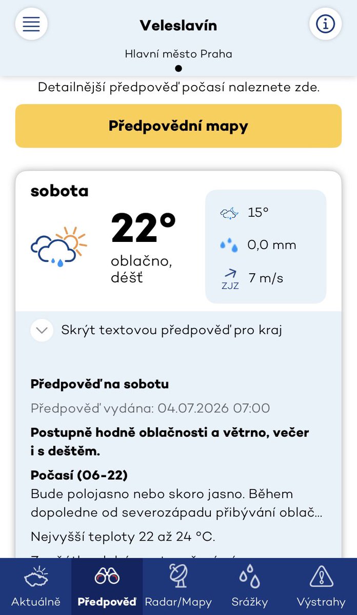 lucistnik's tweet photo. @CHMUCHMI Já to tam mám pořád, nepomohl ani restart aplikace. https://t.co/zkzBO3FlwN