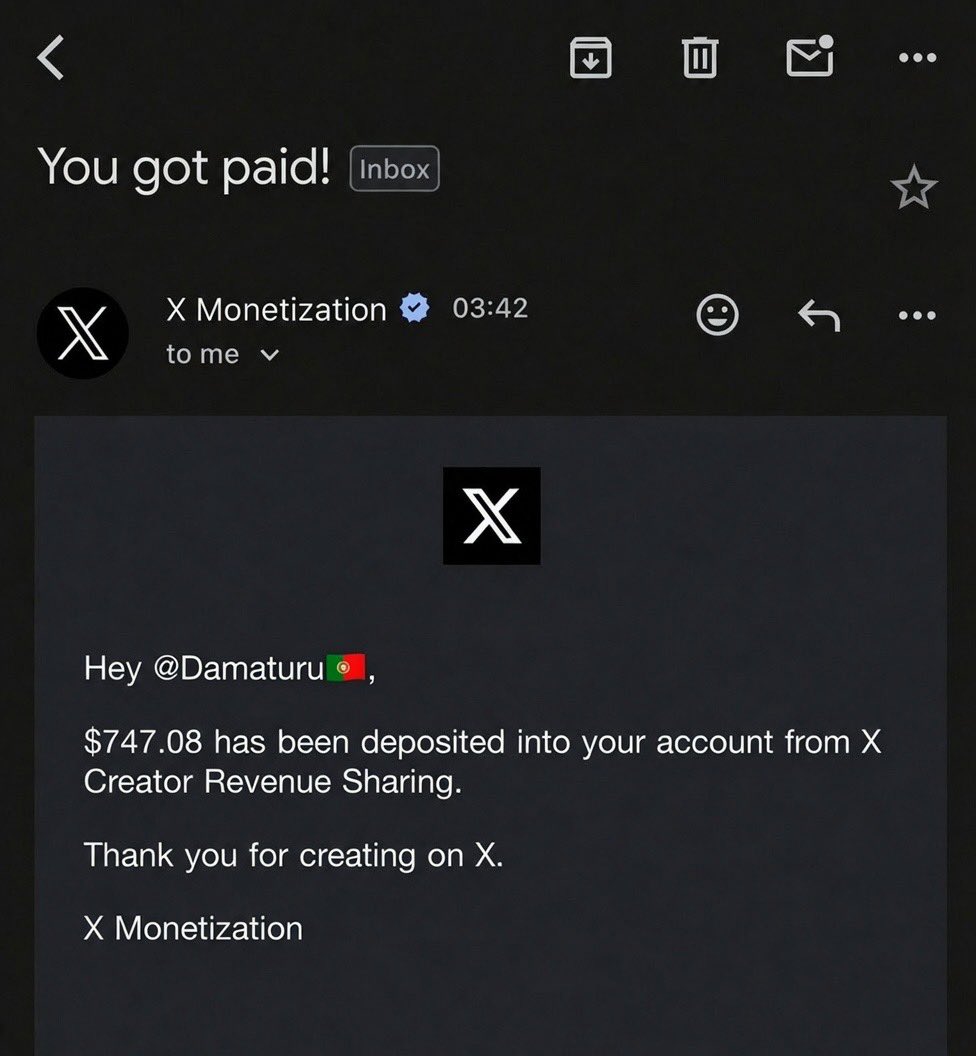 Damattttttttt's tweet photo. Forever grateful to 𝕏 and my dear friends who supported me to get this payout💰🥂 https://t.co/2w3PBnCTkM