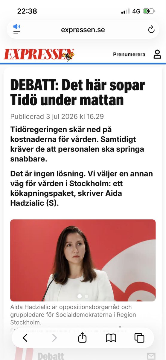 SternStefan's tweet photo. Skojeri? @Aida_Hadzialic som höjt sjukvårdsköerna med hela 26%, medan de sjunker 37% i resten av landet, lovar nu desperat ett ”kökaparpaket” om hon får sitta kvar fyra år.

Ibland bör man bara få en chans, inte upprepa samma politik igen som grovt misslyckats med kärnuppgiften. https://t.co/zwHPrBOH10