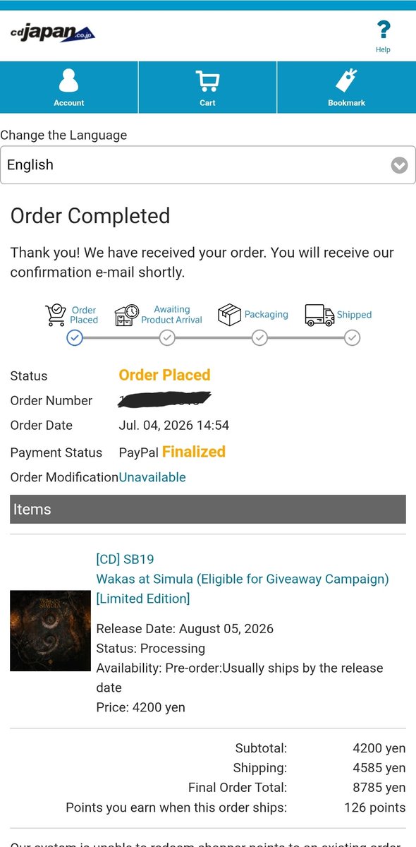 Goulden_Queen's tweet photo. @CDJapan Thank you! Order completed π«‘ I really appreciate the shipping options π«Ά
#SB19 @SB19Official #WakasAtSimulaCD https://t.co/MVwYibj1ao