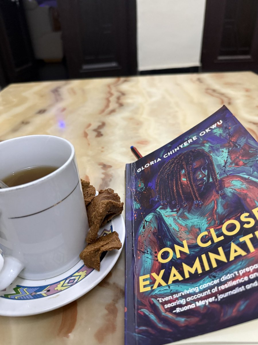 sokanlawon's tweet photo. Nothin beats having spicy Kulikuli with green tea early morning when devouring a new book from @OuidaBooks . Thank you @lolashoneyin for this copy of freshly minted “On Close Examination.” 

WHAT A TEAM | He’s 40 | Gbaja | Big Chris | Goalkeeper| Anthonie Semenyo | Adeniyi Mathew https://t.co/8ntIz3SPSP