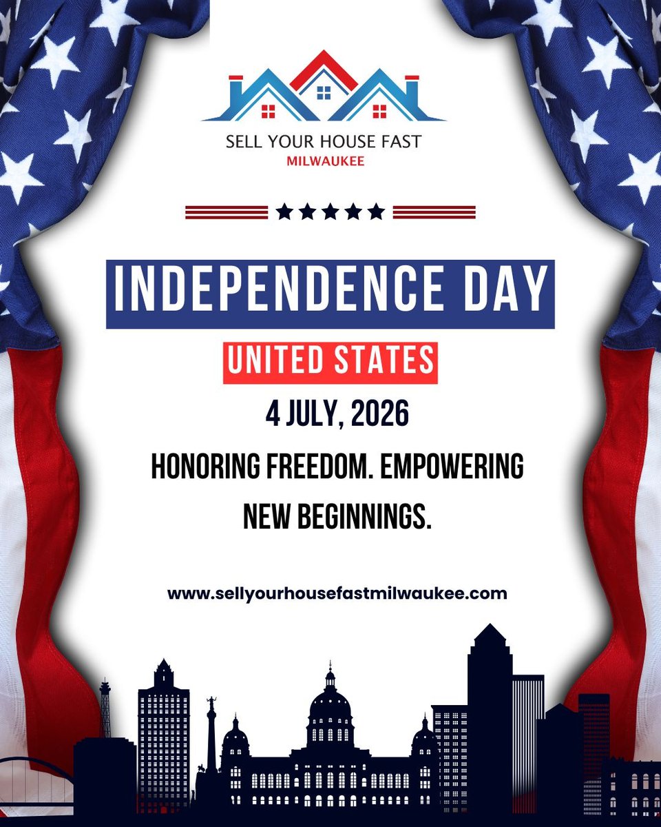 fastmilwaukee's tweet photo. Here's to freedom, fresh starts, and new opportunities.

Happy Fourth of July to our Milwaukee community and everyone celebrating across the United States!

#FourthOfJuly #MilwaukeeRealEstate #SellYourHouseFast #CashHomeBuyers #USA https://t.co/DfBpXYeVsR