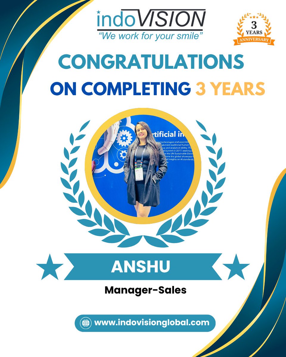 Indovision_S's tweet photo. 🎉Congratulations to Anshu on completing 3 successful years with Indovision Services!

Thank you for your dedication and valuable contributions as Manager - Sales. Wishing you continued growth and success ahead. 🌟

#WorkAnniversary #3Yearmilestone #EmployeeRecognition https://t.co/zLt6KiTR6j