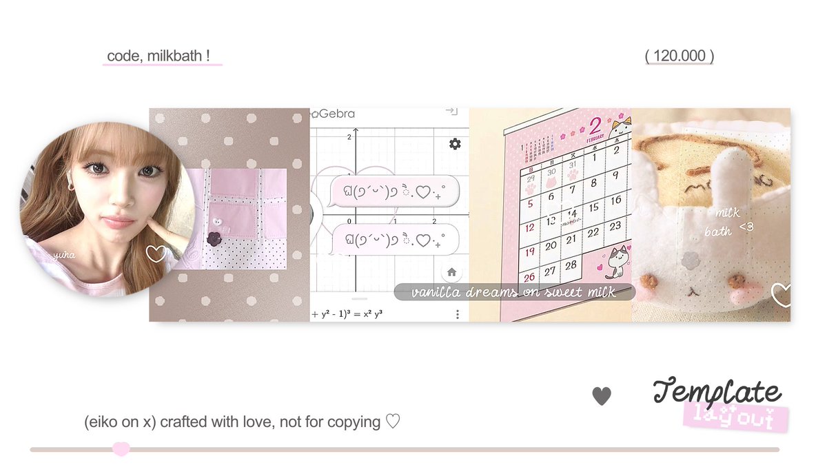eikozu's tweet photo. hi hi! kenalan sama calon template layout ei yuk (milkbath &amp; bunnypad) jika ada yg kurang aman, boleh sekali dm ei ya ♥︎🥛

layout model yuha haerin dan wony ufs 8,000 #bealanja https://t.co/GviX12OlmO