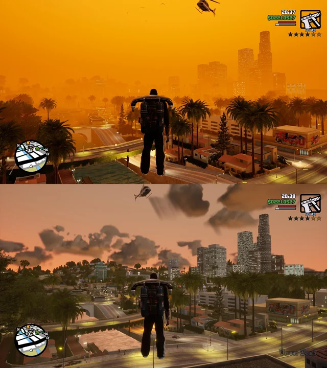 Urban_GTA_6's tweet photo. I can finally see why people were upset with the remasters.

The classic lighting in San Andreas looks so much better. https://t.co/XziRvx6b8N