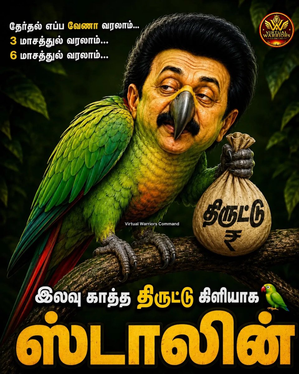 VWCOffcl's tweet photo. இலவு காத்த திருட்டு கிளியாக ஸ்டாலின்!

#dmkfails #dmkfailstn #virtualwarriorscommand #CMVijay https://t.co/ZoowdyhhAe