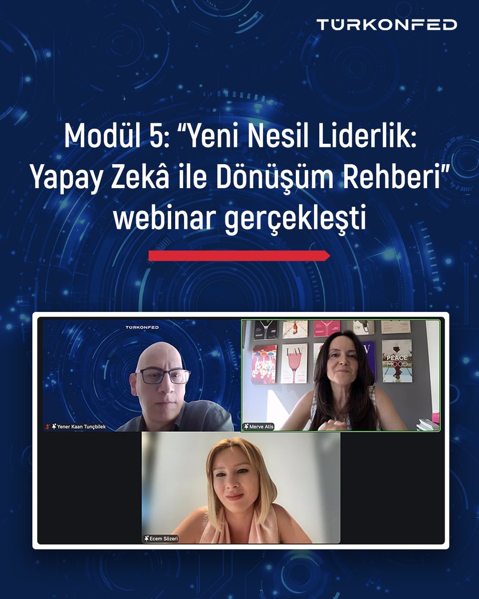 turkonfed's tweet photo. TÜRKONFED Dijital Dönüşüm Komisyonu liderliğinde hayata geçirilen "Yeni Nesil Liderlik: Yapay Zeka ile Dönüşüm Rehberi" webinar serisi, gerçekleştirilen kapanış etkinliğiyle tamamlandı.

Webinar serisi boyunca yapay zekanın liderlik, insan kaynakları, üretim, finans, satış ve pazarlama ile dijital platformlar üzerindeki dönüştürücü etkisi ele alınırken kapanış etkinliğinde farklı sektörlerden uygulayıcılar, yapay zekanın iş süreçlerine entegrasyonuna ilişkin deneyimlerini, iyi uygulama örneklerini ve kurumsal dönüşüm süreçlerini katılımcılarla paylaştı.

Canlı yayını kaçıranlar için webinarın tamamını YouTube kanalımızdan izleyebilirsiniz: https://t.co/STGx6i2GMv