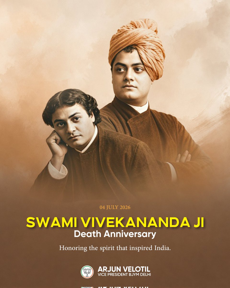 ArjunVelotil's tweet photo. His teachings continue to guide millions with wisdom, courage, and purpose. Honoring the everlasting legacy of Swami Vivekananda Ji.

#SwamiVivekananda #Legacy #DeathAnniversary #Wisdom #Inspiration #YouthLeader #IndianValues #Bharat #Spirituality #Respect https://t.co/cW4O6JcJHG