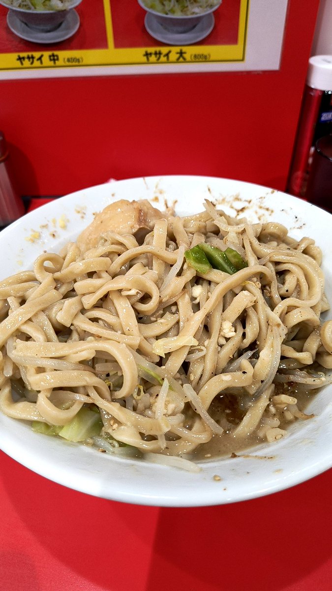 ent7p10's tweet photo. ラーメンノックアウト　南花畑本店
塩汁なし　中盛り
今日の限定は「塩汁なし」でした！

来週の健診に備えて野菜を多くしておけばよかったかも
優しい野菜普通盛り https://t.co/KYNDV8gjya