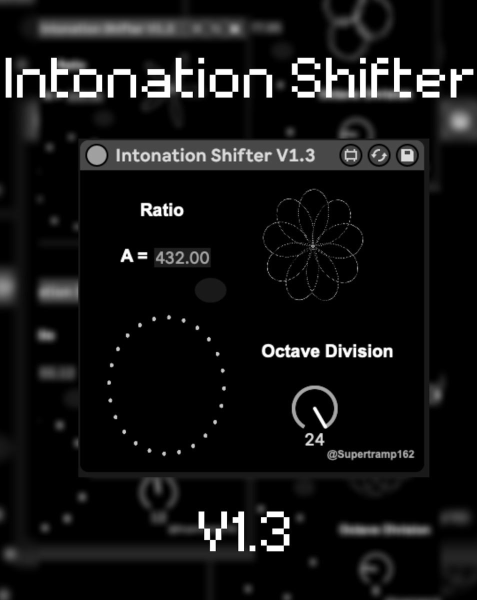 supertramp162's tweet photo. Intonation Shifter V1.3 ~ Available for free download, Intonation Shifter is a midi device that allows for more flexible tuning options through polyphonic equal octave division and custom tuning ratios.

#maxforlive #ableton #m4l #sounddesign #audiotools https://t.co/oTmaqLLtkm
