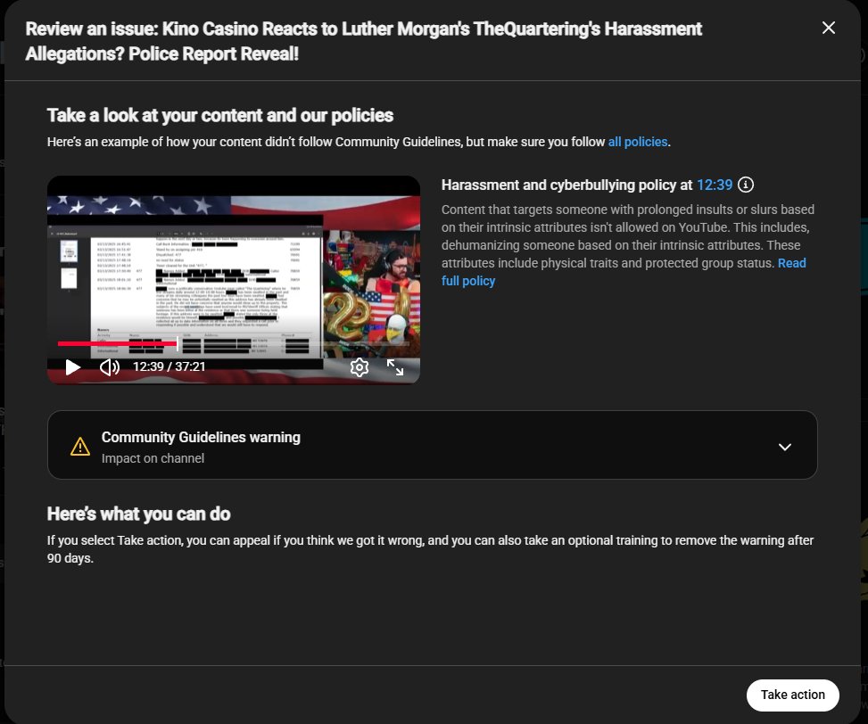 LutherTheWriter's tweet photo. Looks like this is still a thing. I uploaded KC's clip reacting to my video. Got flagged after being up for 10 minutes.
@PoweroftheTruth @Andywarski https://t.co/Sl2ty55XQL