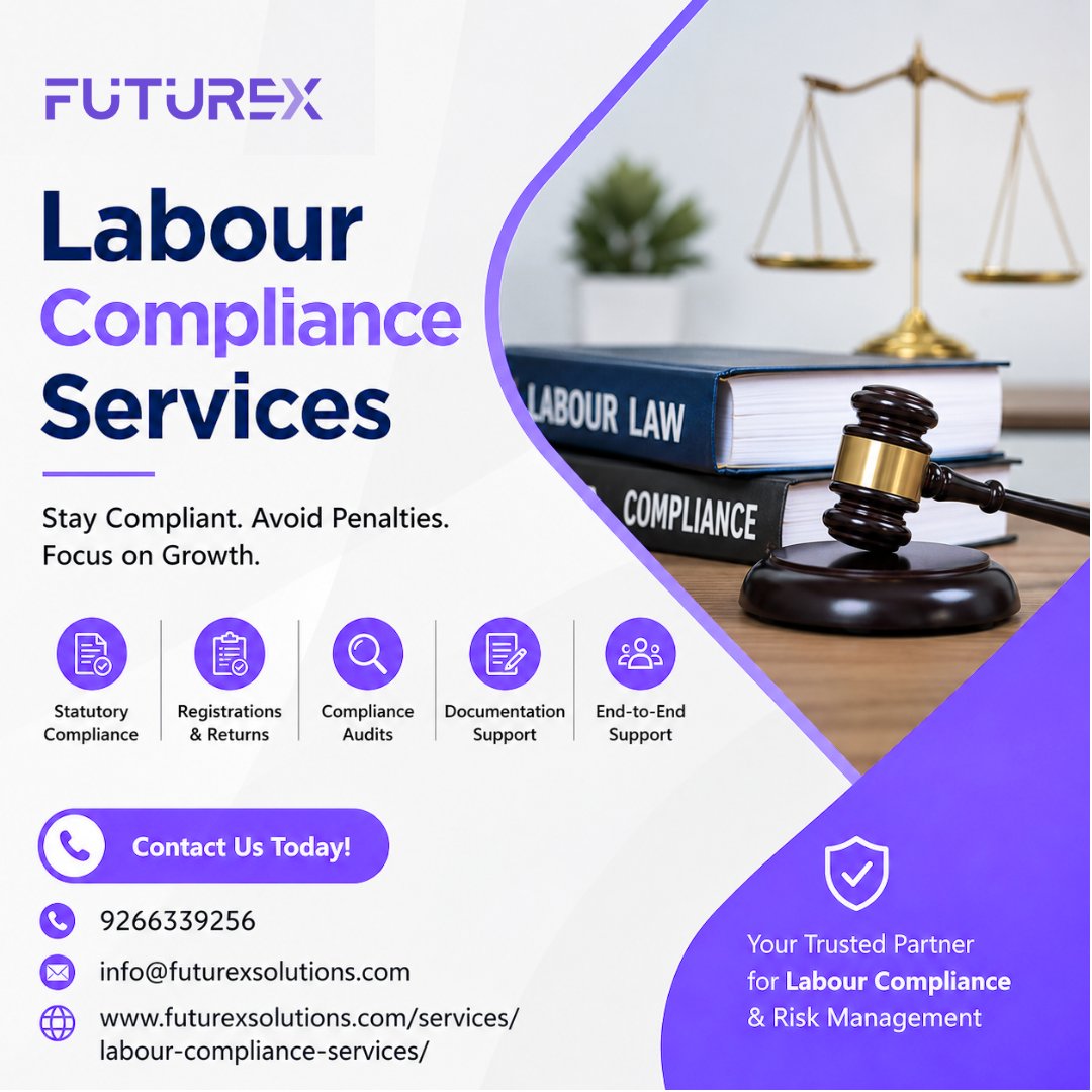 WeFuturex's tweet photo. Stay compliant. Reduce legal risks. Grow confidently.
Futurex provides expert Labour Compliance Services to help your business meet every statutory requirement.
📞 9266339256
🌐 https://t.co/bqRlw4yVzT
#LabourCompliance #BusinessCompliance #LabourLaw #FuturexSolutions https://t.co/wS5TiDS8yg