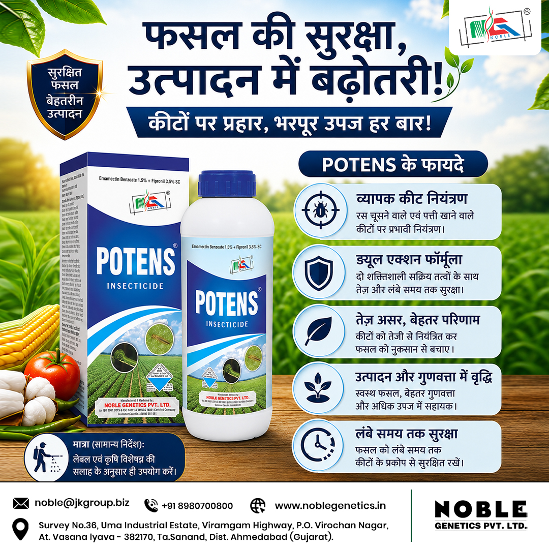 noblegenetics's tweet photo. 🚜 अब हर फसल बने ज्यादा मजबूत और ज्यादा लाभदायक! 
Potens – आपकी फसल की बेहतर सुरक्षा और बेहतर भविष्य का भरोसेमंद साथी। 💚

#NobleGenetics #Potens #CropCare #PestControl #BetterYield #QualityCrop #SmartFarming #AgriInnovation #FarmLife #KisanIndia #Agriculture #FasalKiSuraksha https://t.co/zdiynKDYfj