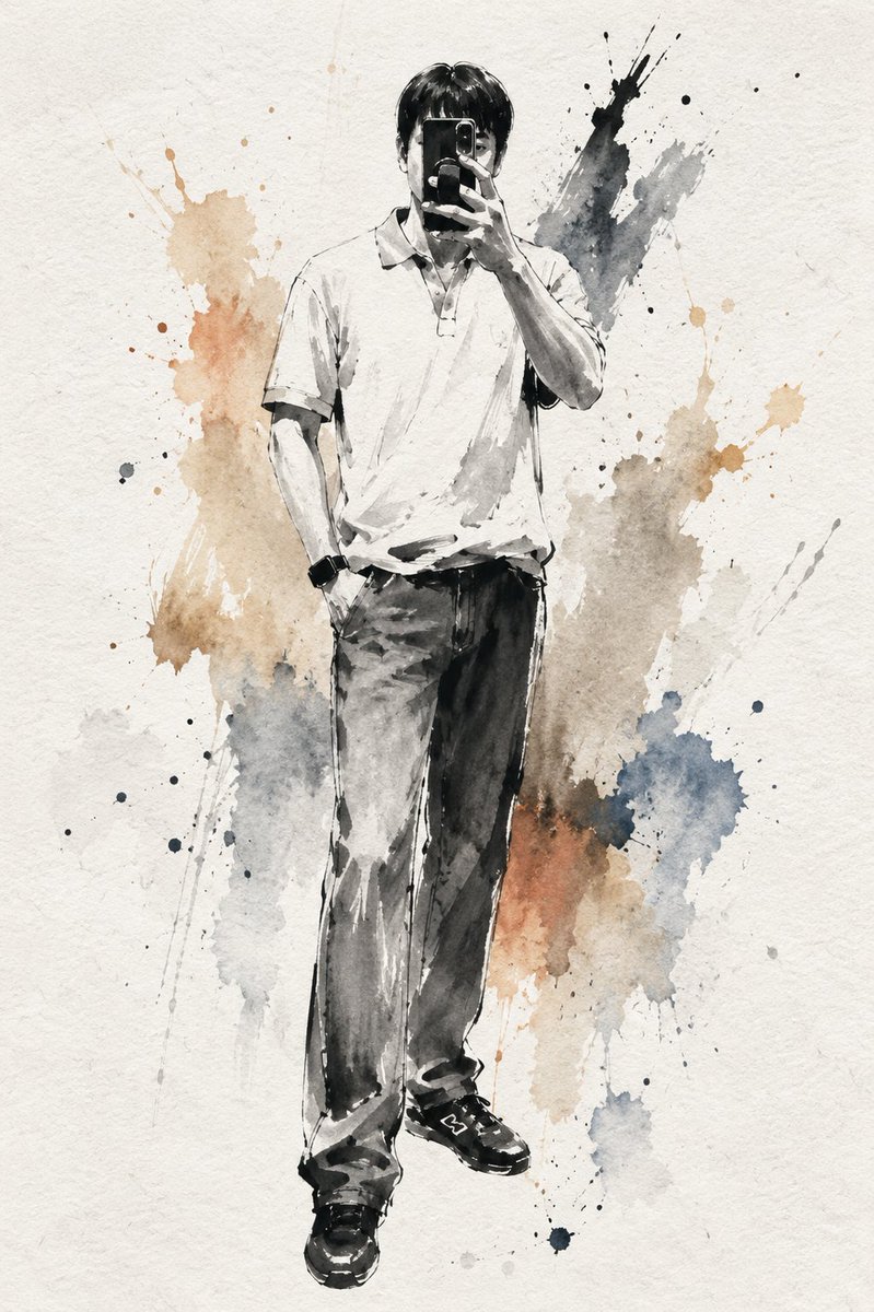 Artistic Ink Wash Portrait Sketch