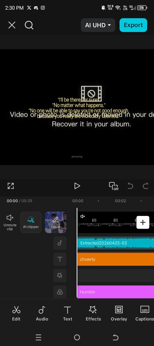 chvwrty's tweet photo. Yung sasave mo sana na walang text kaso nabura na pala yung clips 💔 https://t.co/3yfvNDKdVi