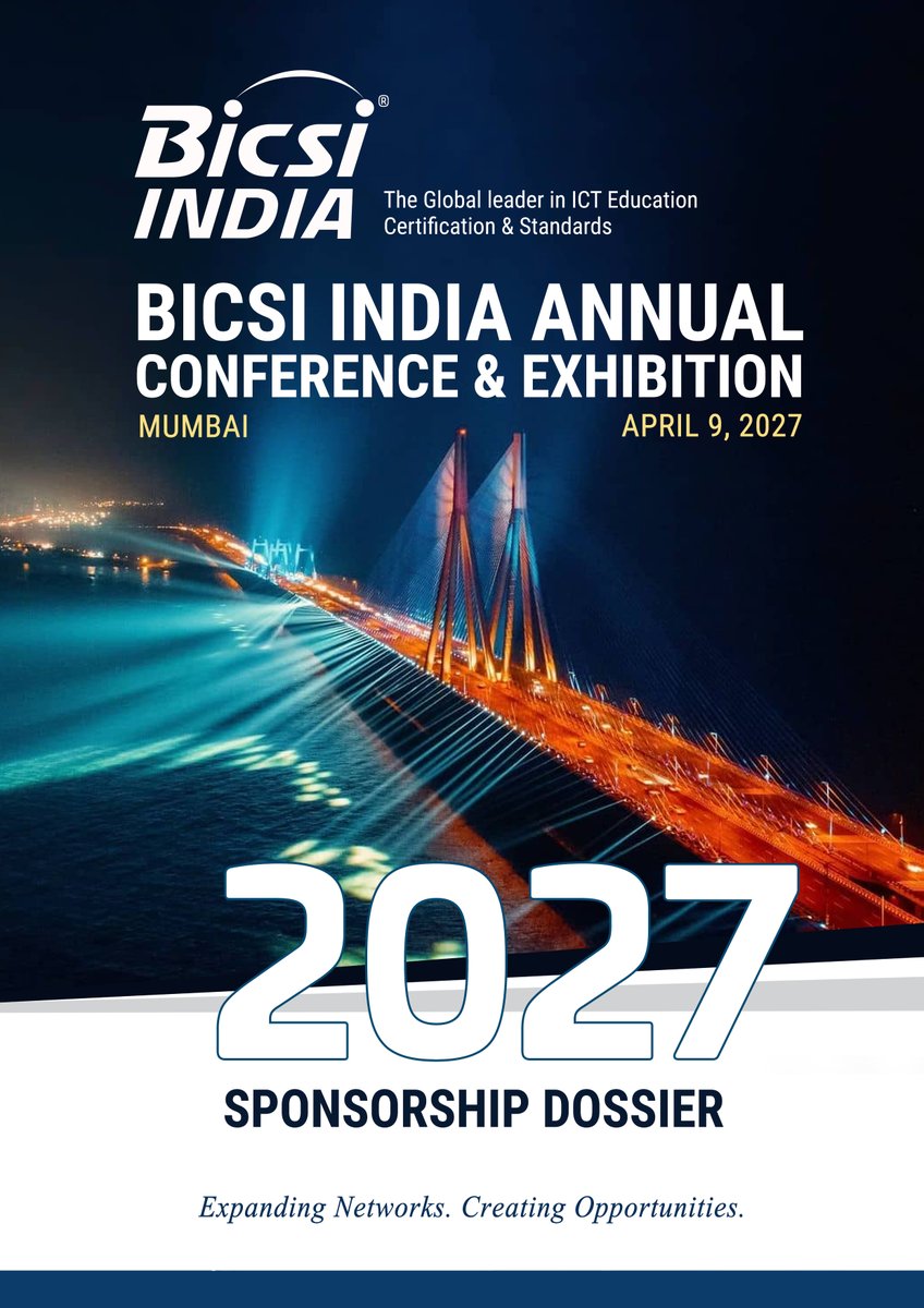 bicsi_india's tweet photo. Announcement of
Sponsorship Opportunity for BICSI India Annual Conference & Technology Seminars 2027
View the detailed Sponsorship Dossier: https://t.co/f8JOAbwQ6R
@bicsi_india @BICSI #BICSIIndia2027 #Sponsorship #ICT #DataCenters #SmartBuildings #BrandLeadership #Networking https://t.co/sX6HWYhywS
