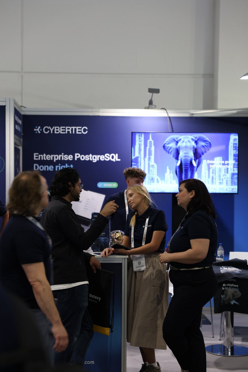 PostgresSupport's tweet photo. That's a wrap on @GITEXEUROPE 2026. 🐘

Countless conversations, real feedback, and a lot of great people who came to talk databases, sovereignty, and what actually keeps enterprise AI running.

Thank you to everyone who stopped by the booth. Berlin, you were good to us. https://t.co/c1fDq7UJMv