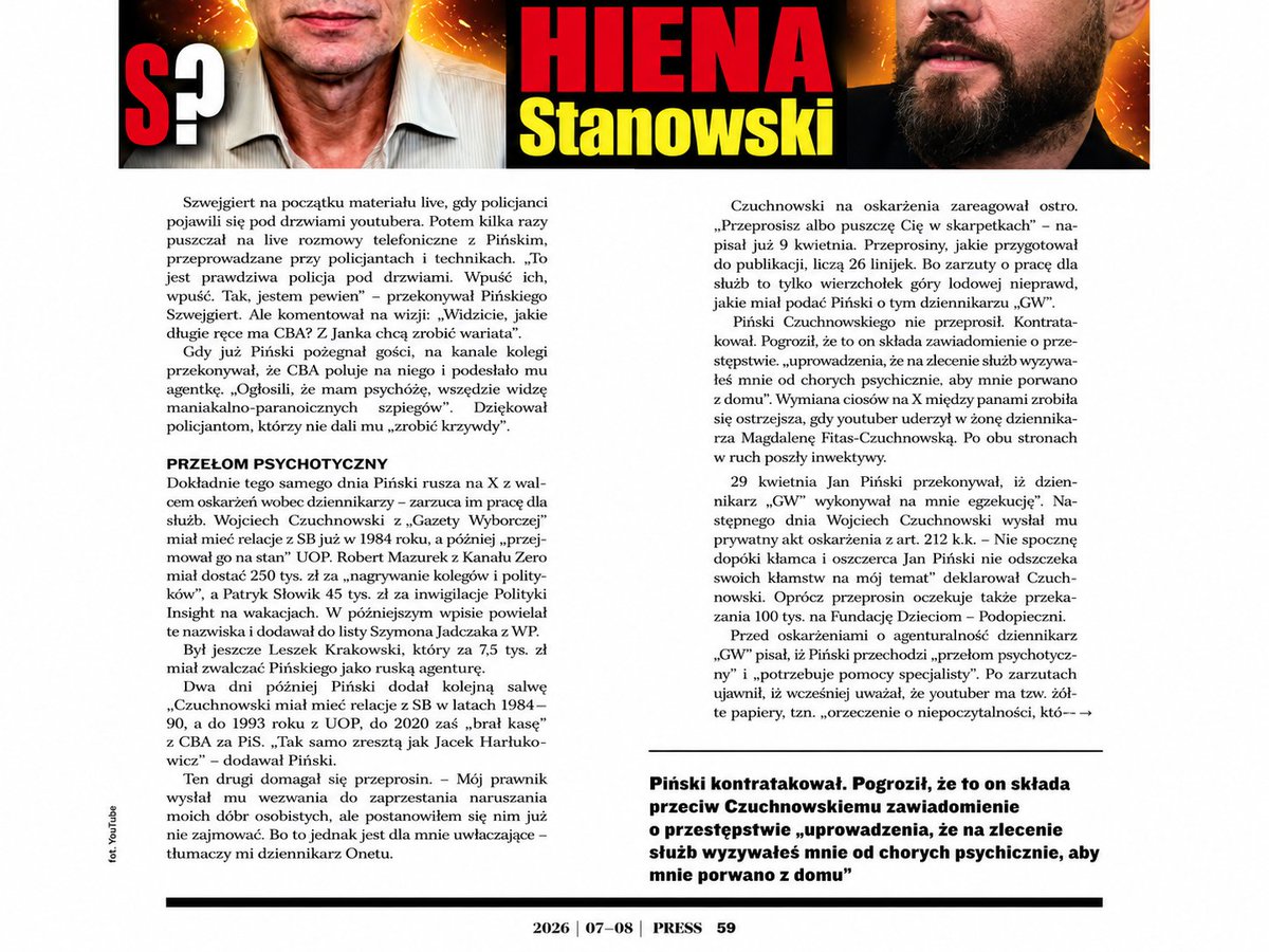 SzJadczak's tweet photo. W nowym Press Krzysztof Boczek opisuje, co właściwie wydarzyło się u Pińskiego w kwietniu tego roku. No cóż. Oceńcie sami. 
Romanowi Giertychowi gratulujemy współpracownika. Donaldowi Tuskowi nieoficjalnego zaplecza internetowego. https://t.co/Jbd4zUnyR2