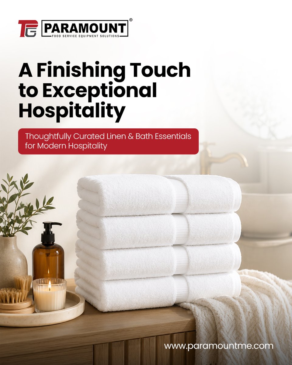 ParamountFSE's tweet photo. Premium Linen &amp; Bath Essentials for Exceptional Hospitality
Create a stay your guests will remember with premium, Indian-made linen and bath essentials. Based in Wayanad, Kerala, we help hotels, resorts, homestays,and serviced apartments deliver comfort, durability,and elegance. https://t.co/dFdgFXVeZw