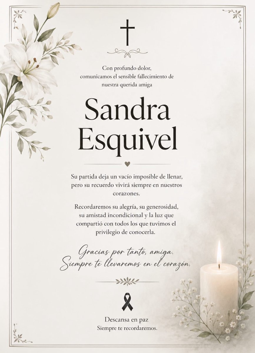 arandatamayo_'s tweet photo. #QEPD Fallece Sandra Esquivel, hija de "El Negro Esquivel" 🕊️

En las últimas horas se informó en redes sociales del sensible fallecimiento de Sandra Esquivel, hija de la leyenda Don Enrique “El Negro” Esquivel, debido al parecer a complicaciones surgidas durante una intervención quirúrgica en las últimas horas. 🕊️

Descanse en paz, Sandra "la Mamba" Esquivel, un abrazo a toda su familia. 🤍🙏🏼

📸 Redes Sociales